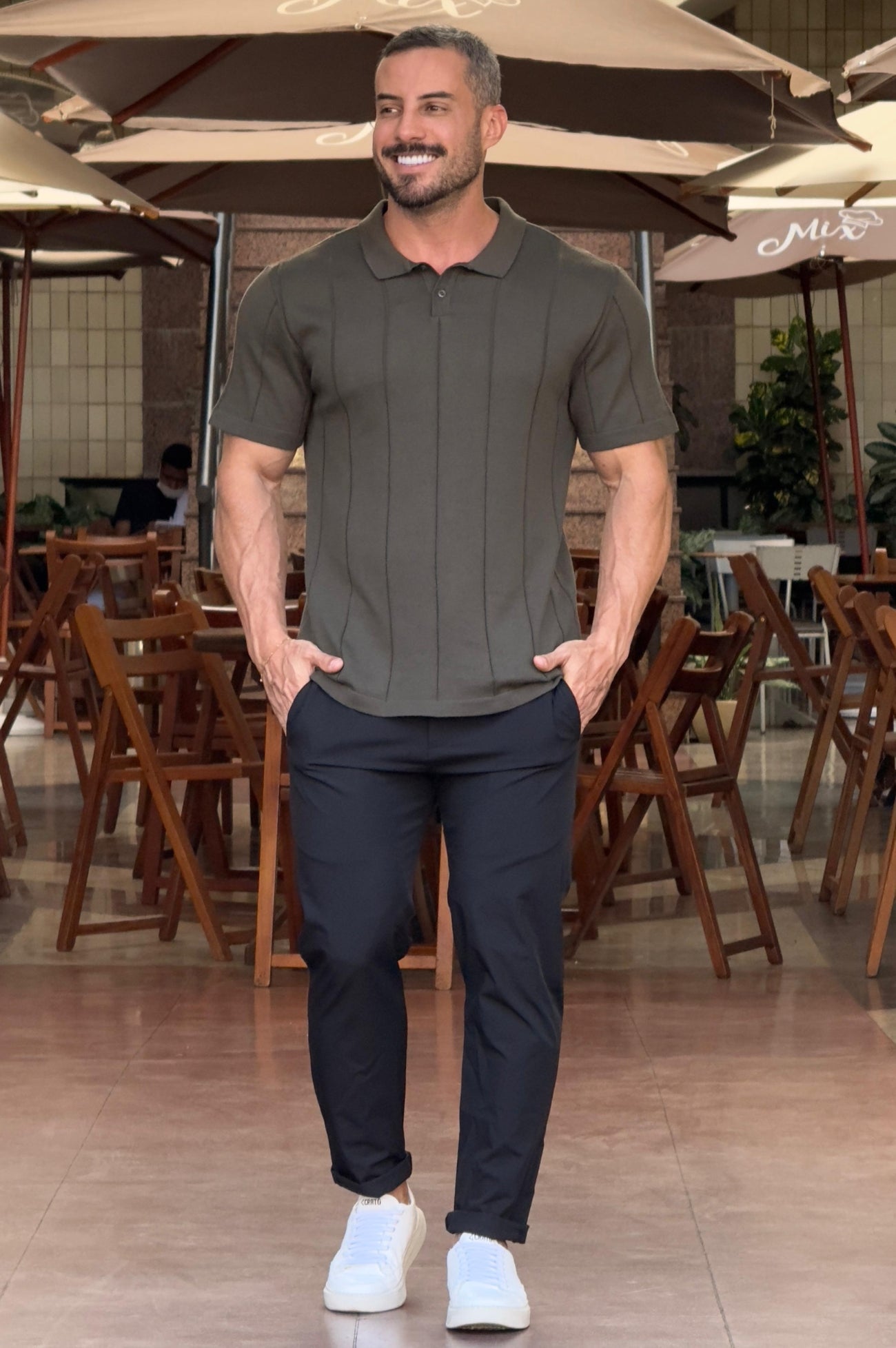 Camiseta Polo Tricot Verde Militar - Up