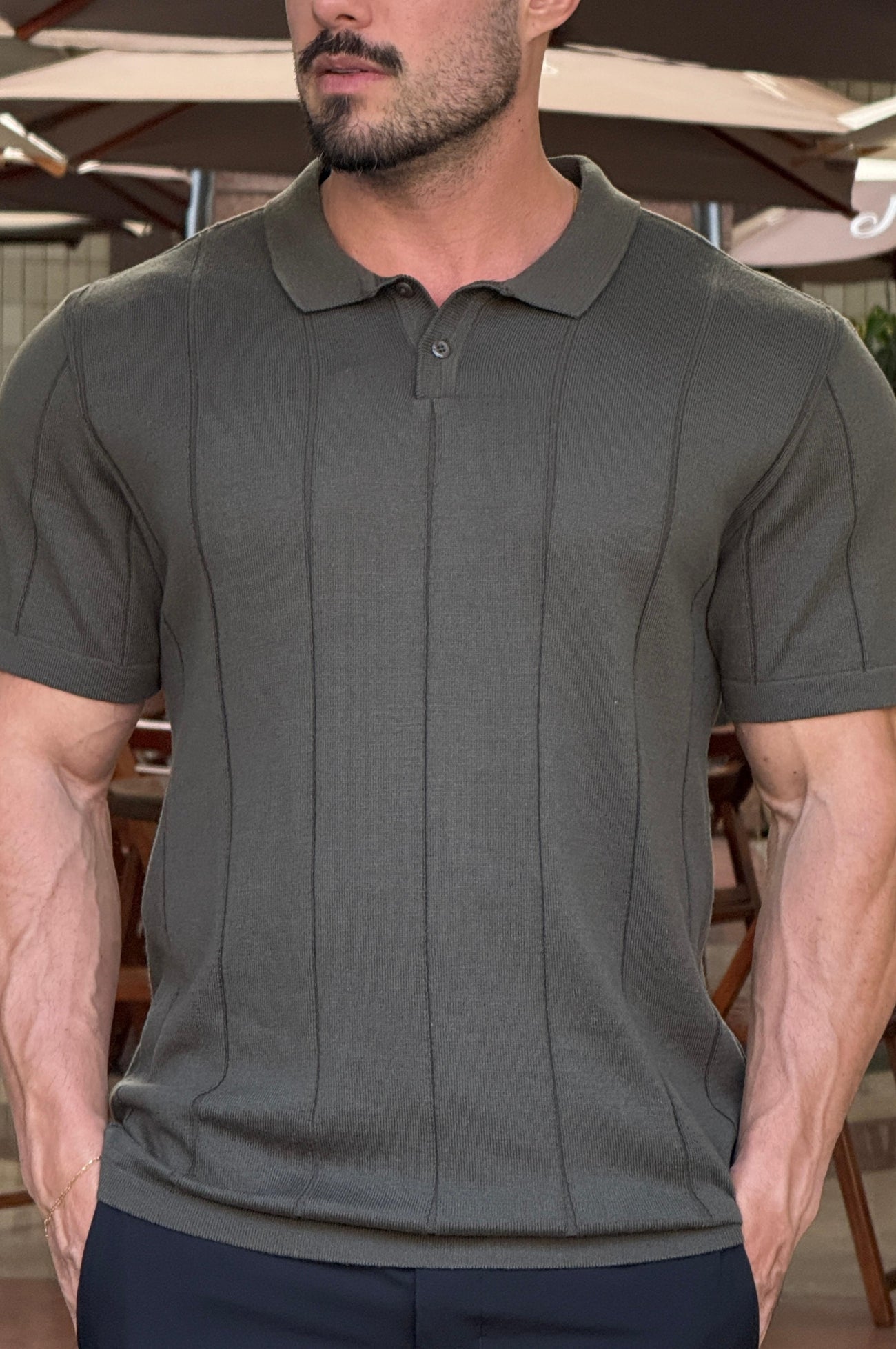 Camiseta Polo Tricot Verde Militar - Up