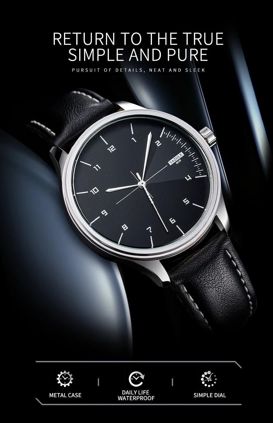 Relógio Masculino de Couro Yazole - Elegância e Estilo