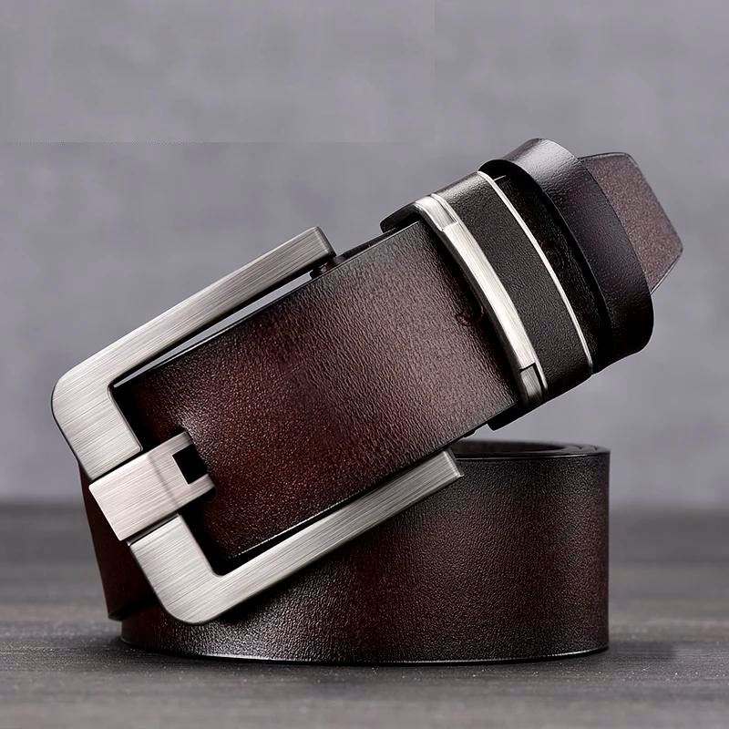 Cinto de Couro Casual Masculino com Fivela Metálica