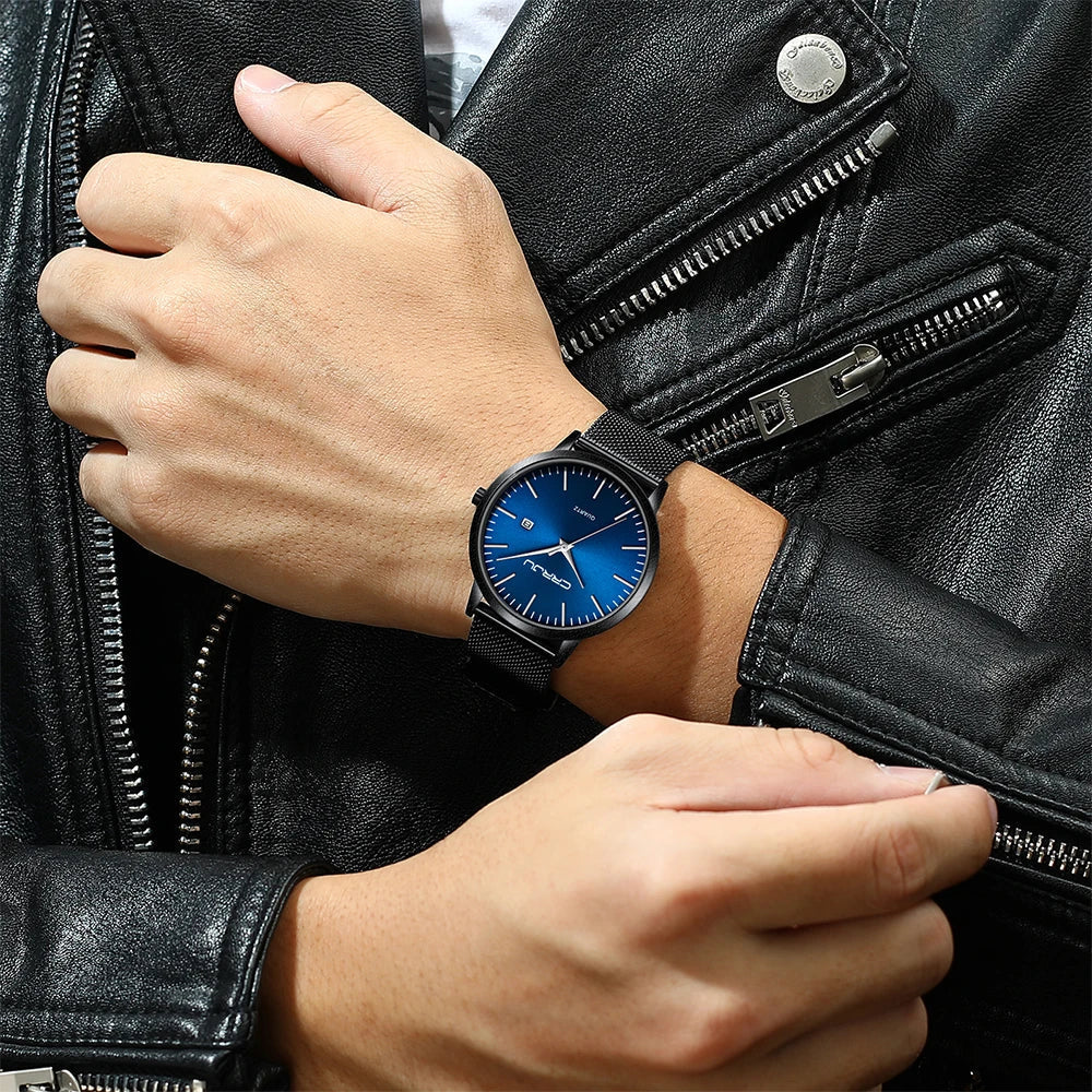 Relógio Masculino Ultra Fino CRRJU à Prova D'Água