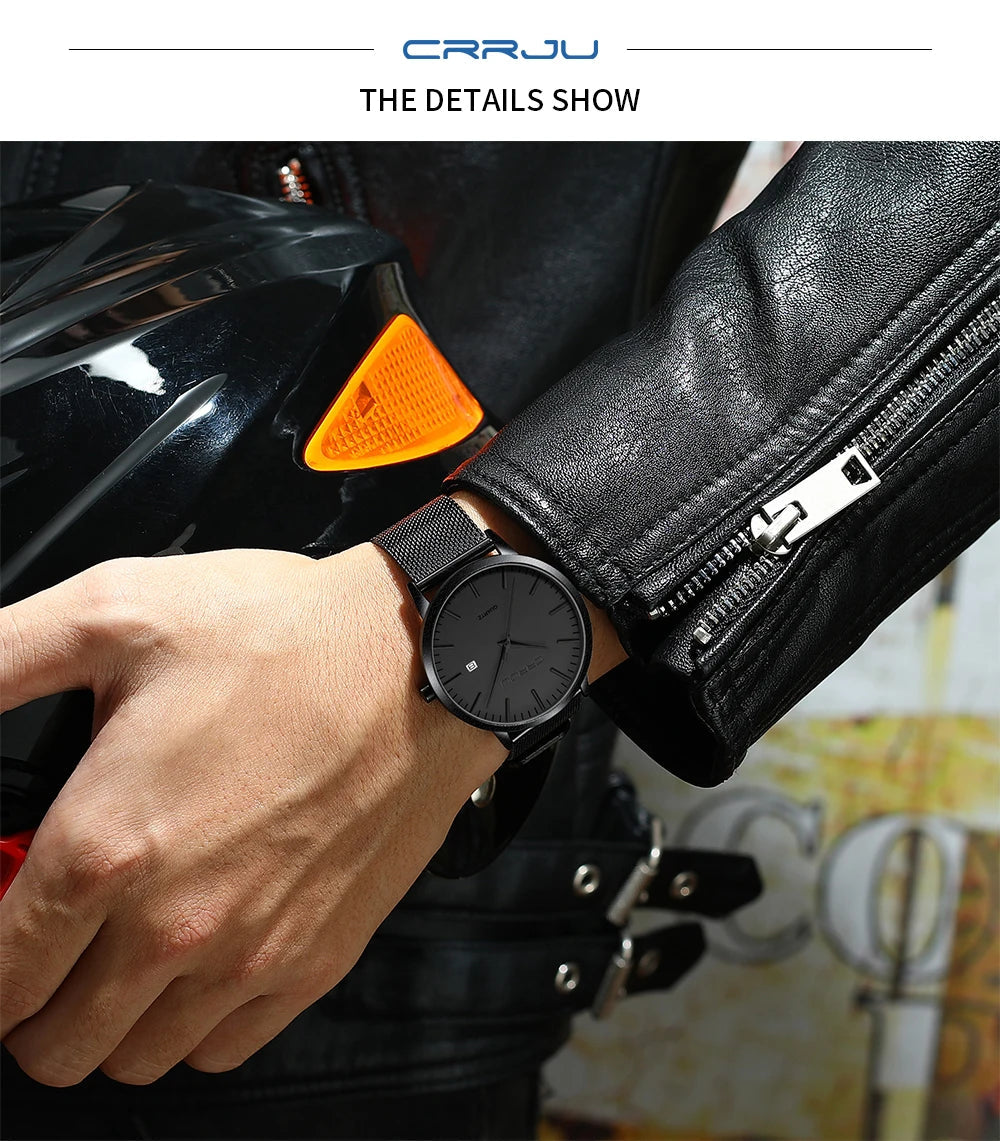 Relógio Masculino Ultra Fino CRRJU à Prova D'Água