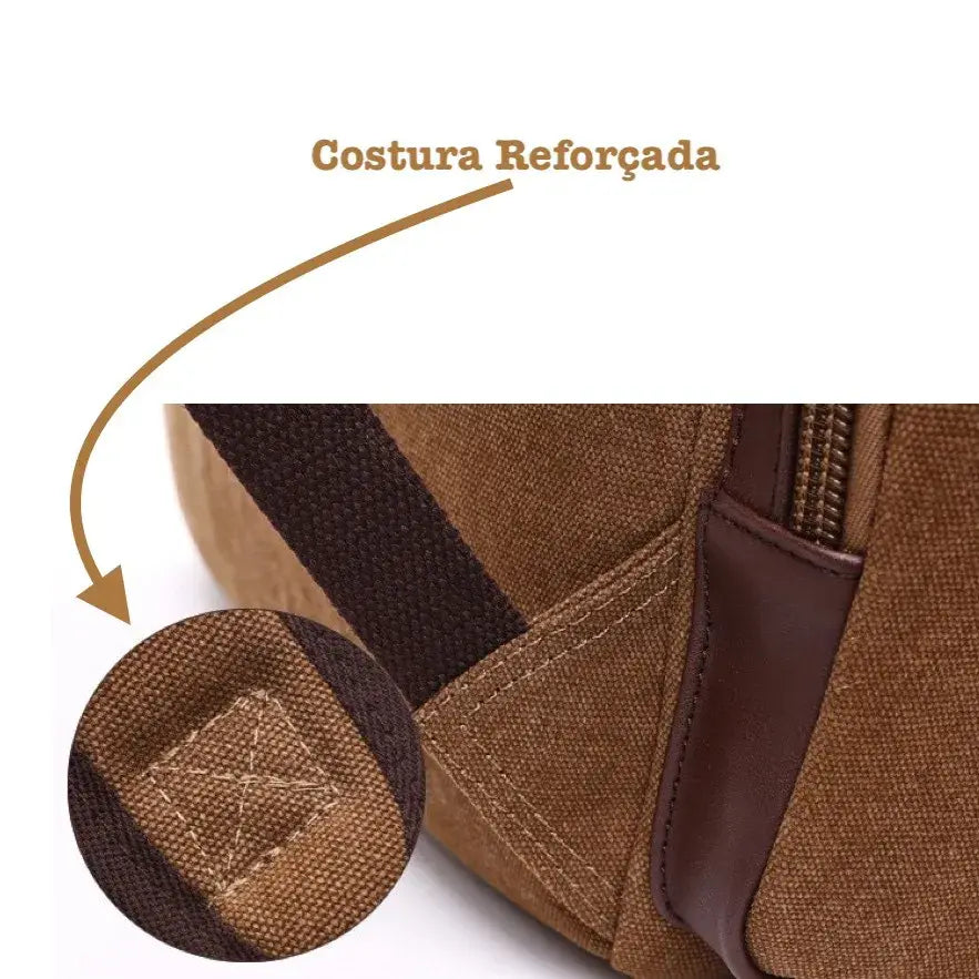 Mochila Executiva de Lona com detalhes em Couro