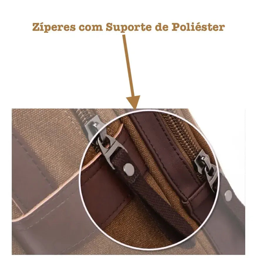Mochila Executiva de Lona com detalhes em Couro Romenzi RZ069