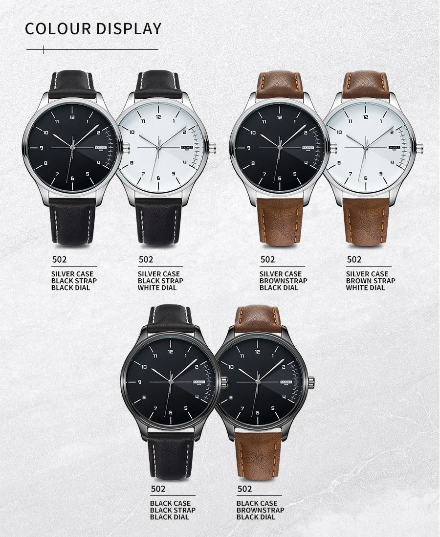 Relógio Masculino de Couro Yazole - Elegância e Estilo
