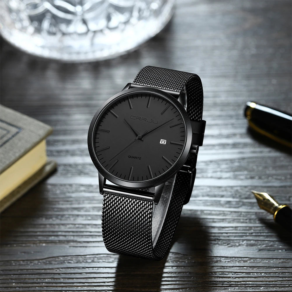 Relógio Masculino Ultra Fino CRRJU à Prova D'Água