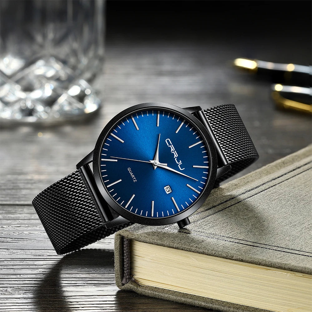 Relógio Masculino Ultra Fino CRRJU à Prova D'Água