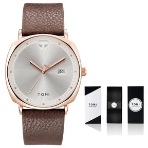 Relógio Masculino de Quartzo com Pulseira de Couro e Calendário