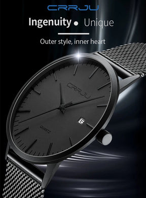 Relógio Masculino Ultra Fino CRRJU à Prova D'Água